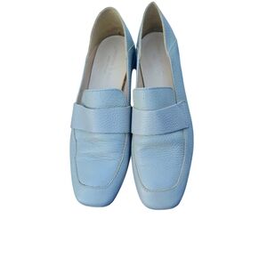 Christian Di Riccio Pale Blue Pearlized Leather Loafers Made In Italy Size 38